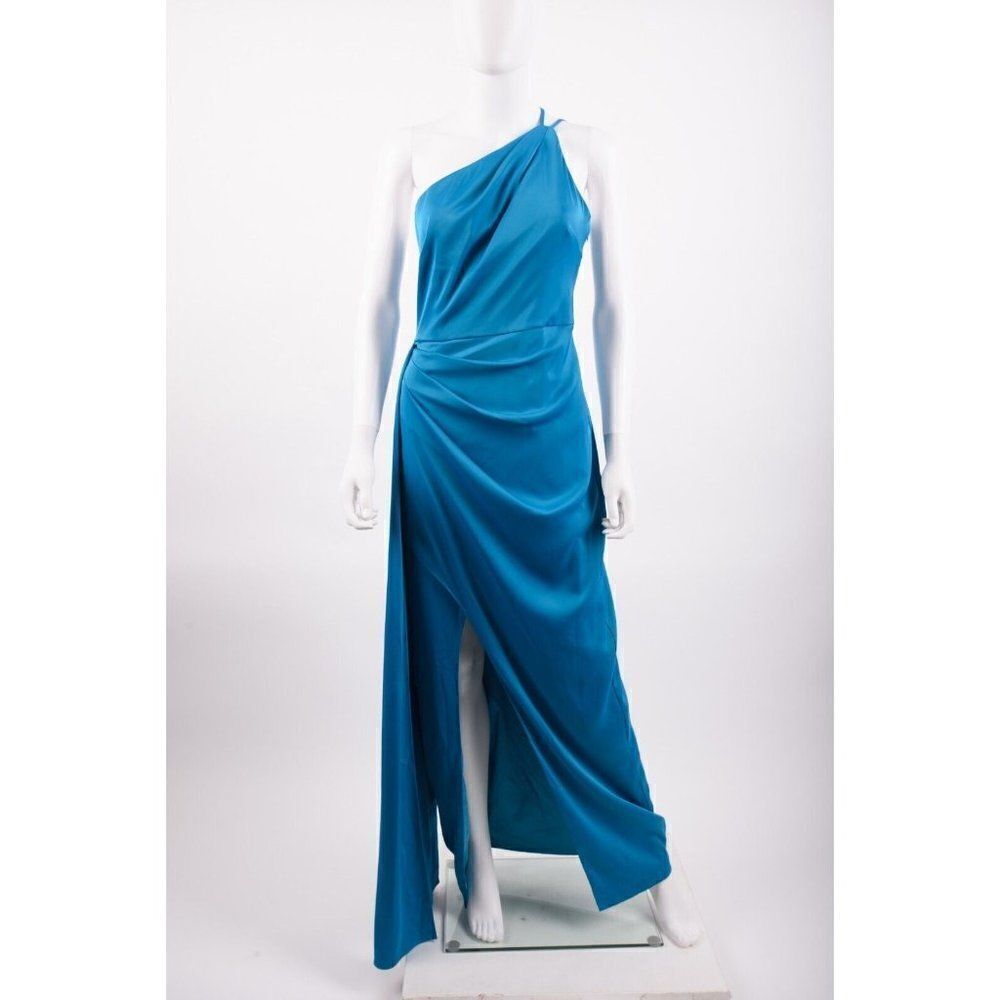 Aidan Mattox Womans Evening Gown Draped Satin One-Shoulder Size Us 10 Eu 42 Nwt